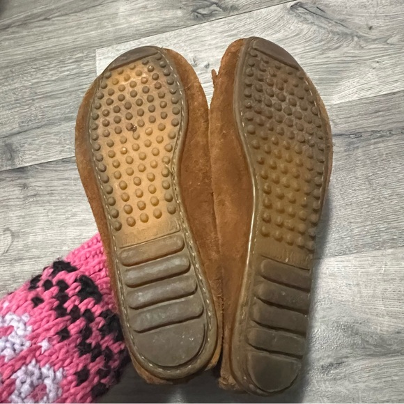 Minnetonka Suede Moccasins Brown Fringe Leather Flats 8.5 - Picture 6 of 7